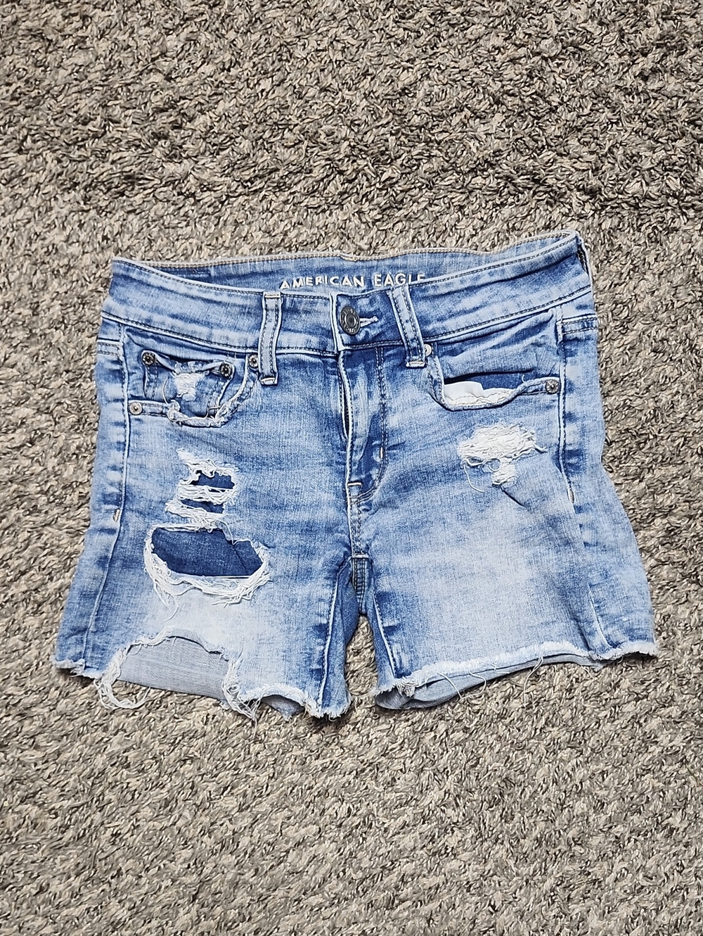 American Eagle Outfitters Light Blue Ripped Denim Shorts